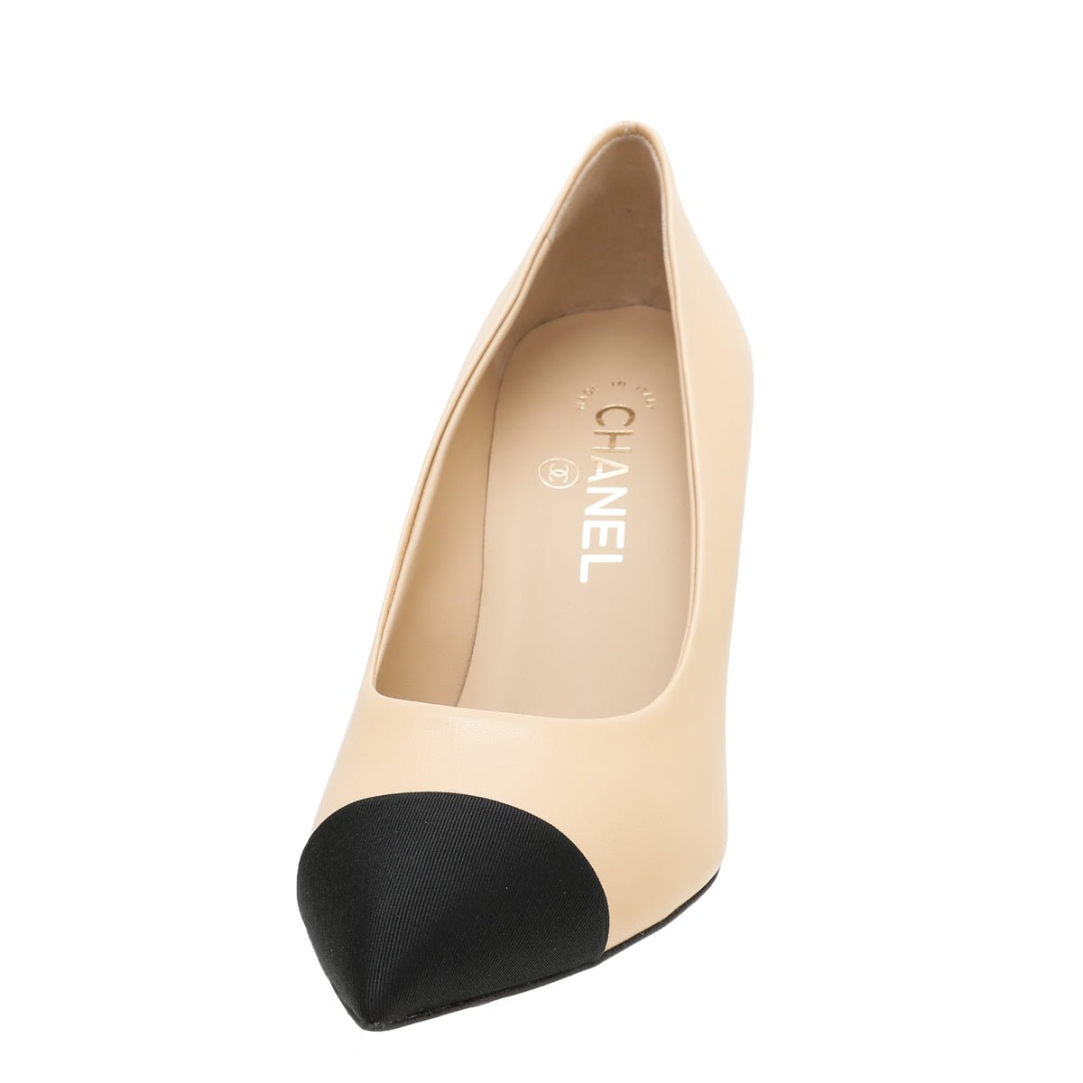 Chanel Bicolor Pearl Heel Pointed Pumps 38-Chanel-THE CLOSET