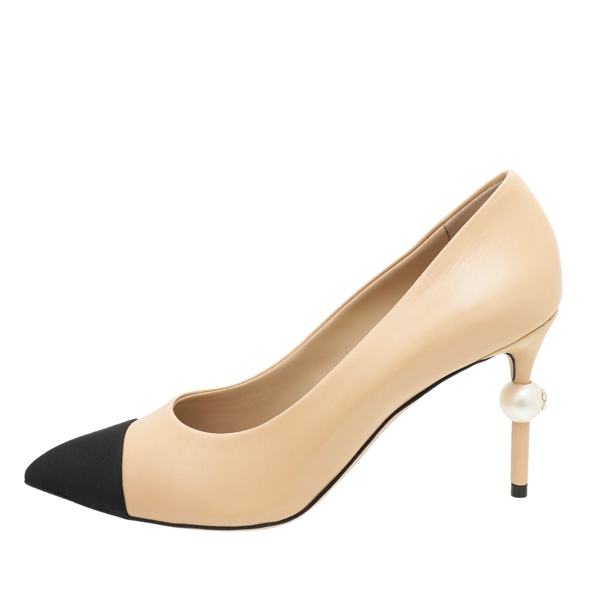 Chanel Bicolor Pearl Heel Pointed Pumps 38-Chanel-THE CLOSET