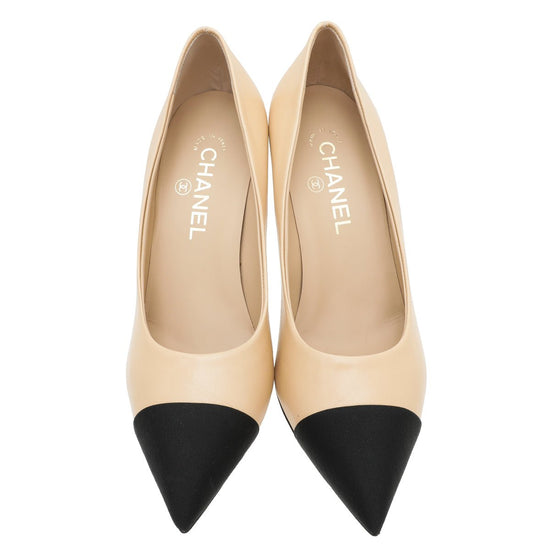 The Closet - Chanel Bicolor Pearl Heel Pointed Pumps 38 | The Closet