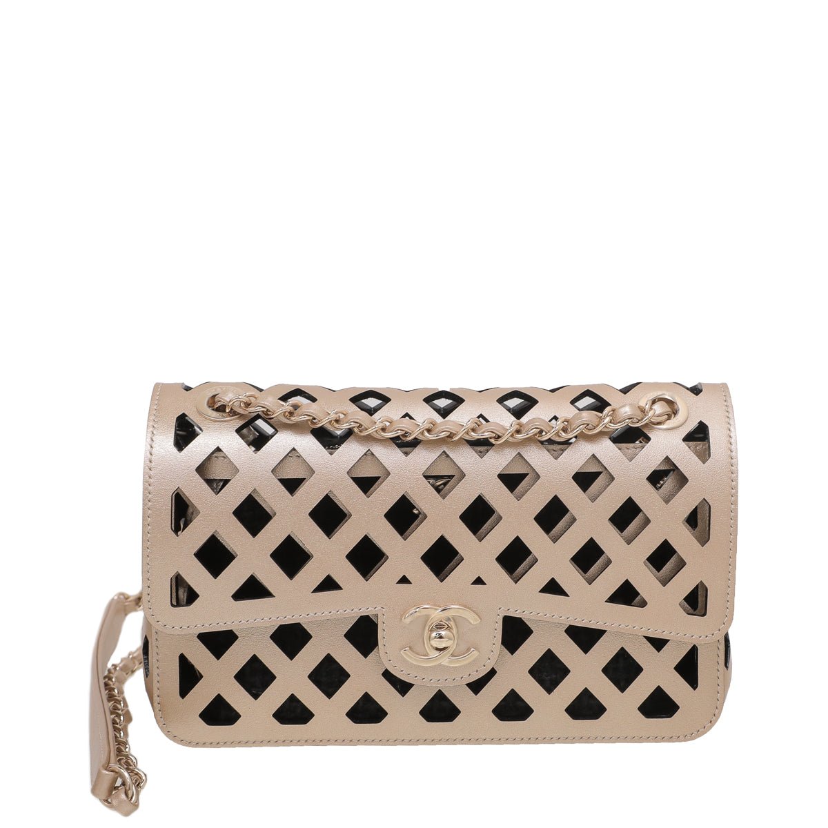 The Closet - Chanel Bicolor Perforated Flap Tweed Pouch | The Closet