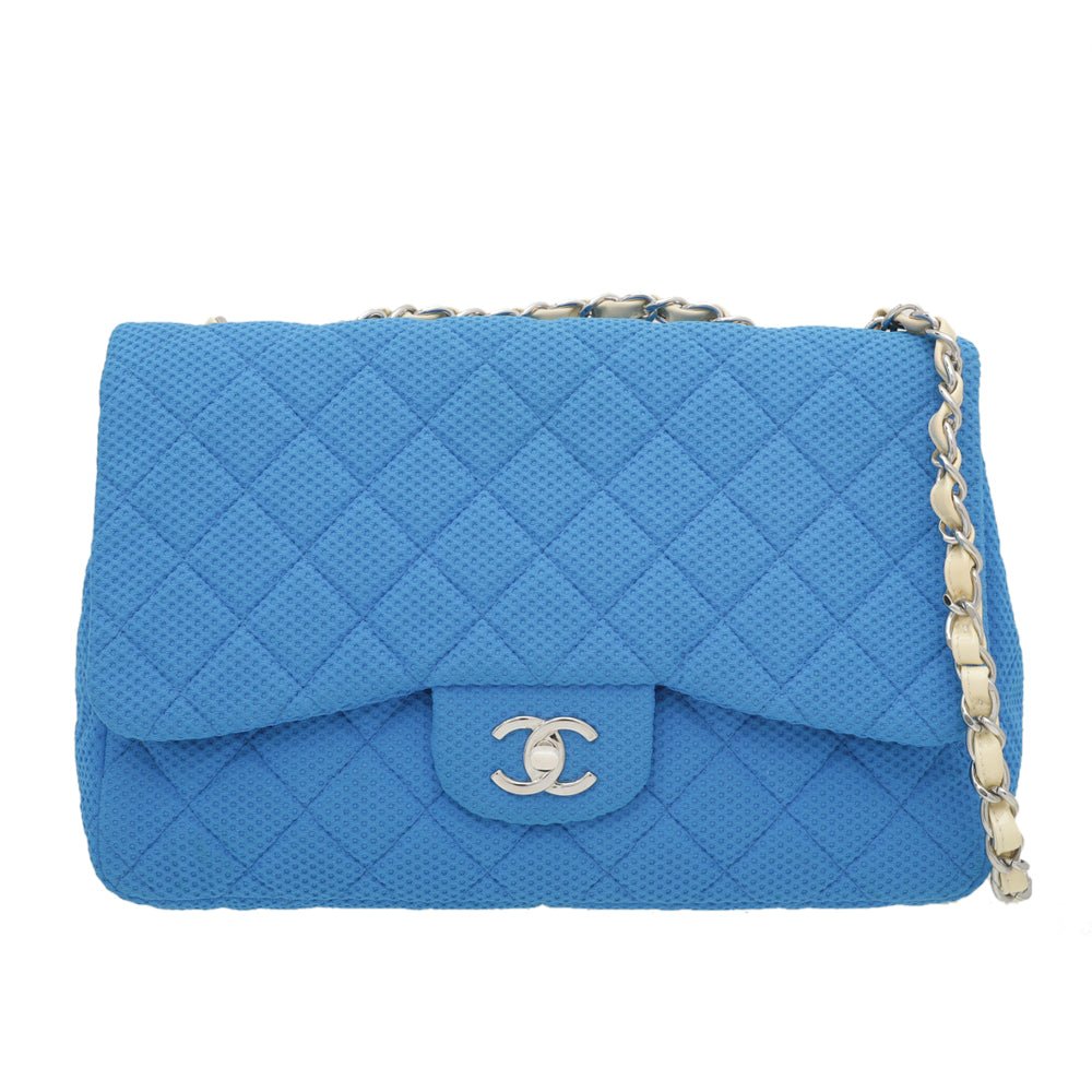Chanel Bicolor Perforated Jersey Classic Single Flap Bag-Chanel-THE CLOSET