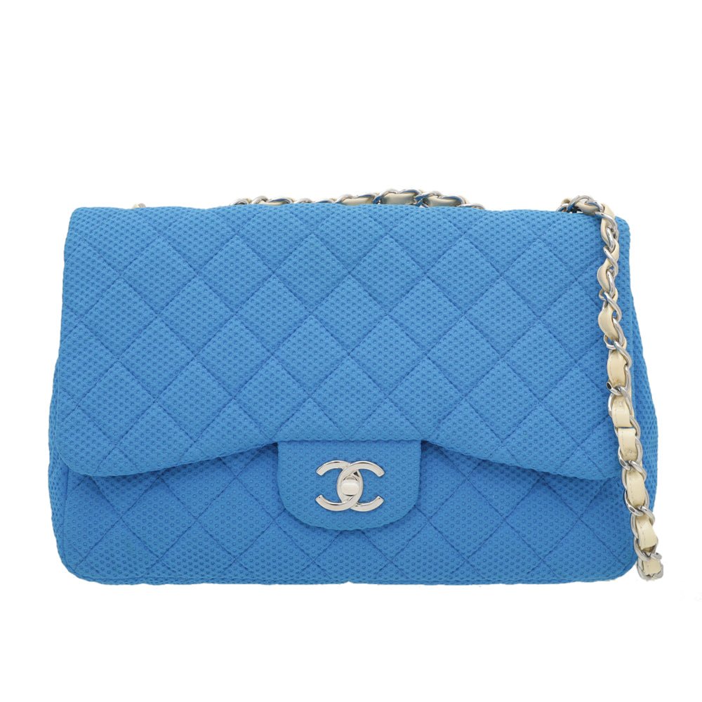 The Closet - Chanel Bicolor Perforated Jersey Classic Single Flap Bag | The Closet
