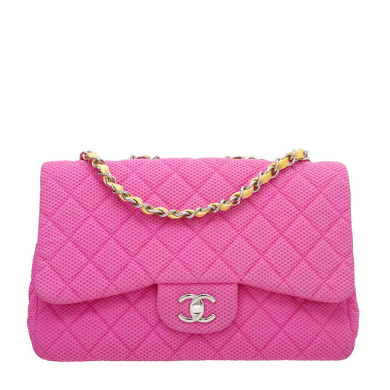 The Closet - Chanel Bicolor Perforated Jersey Jumbo Flap Bag | The Closet