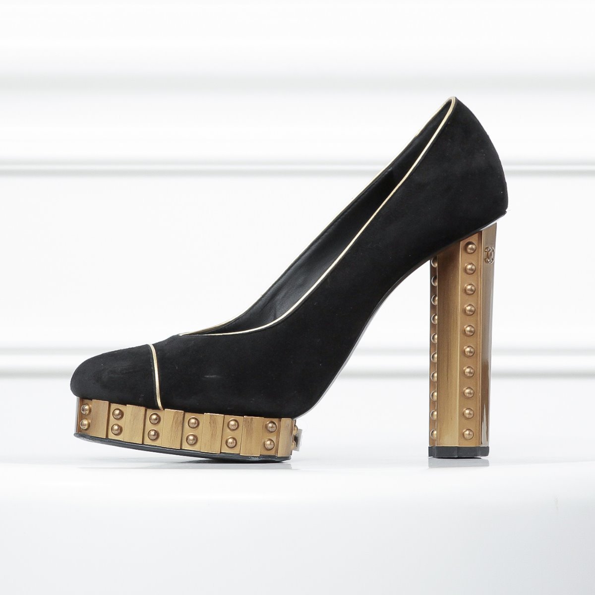 Chanel Bicolor Resin Studded Heels 39 ½ c-Chanel-THE CLOSET