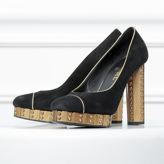 Chanel - Chanel Bicolor Resin Studded Heels 39 ½ c | The Closet