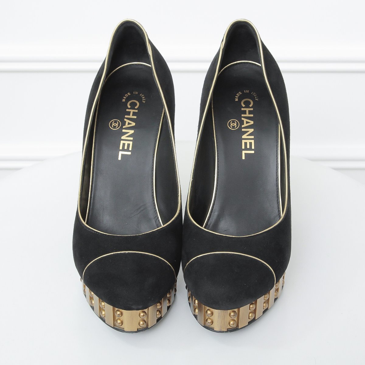Chanel Bicolor Resin Studded Heels 39 ½ c-Chanel-THE CLOSET