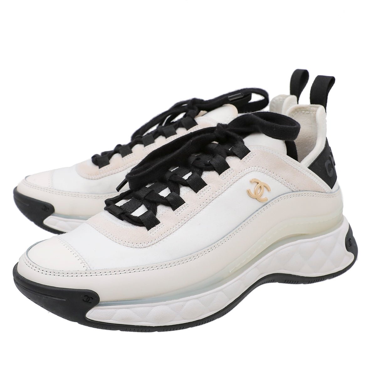 Chanel Bicolor Suede CC Trainer Sneakers 37.5-Chanel-THE CLOSET