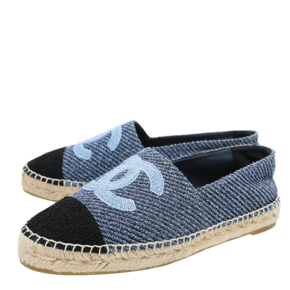 Chanel Bicolor Tweed CC Embroidered Espadrille 39-Chanel-THE CLOSET