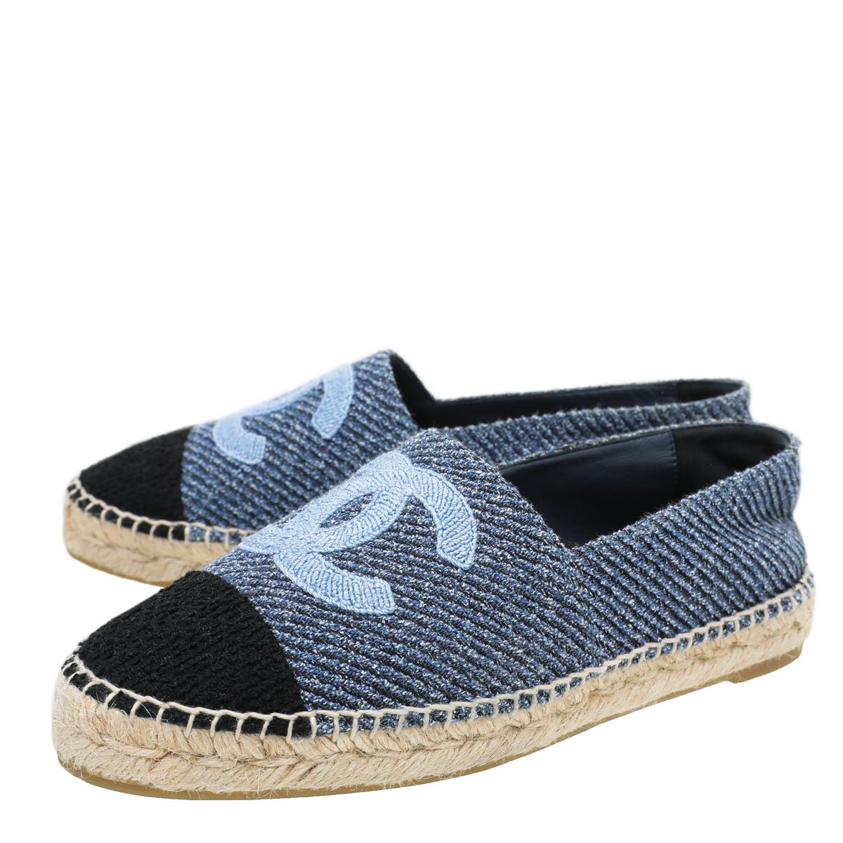 The Closet - Chanel Bicolor Tweed CC Embroidered Espadrille 39 | The Closet
