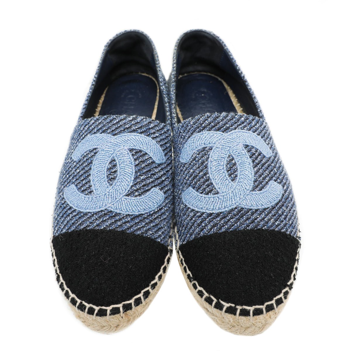 Chanel Bicolor Tweed CC Embroidered Espadrille 39-Chanel-THE CLOSET