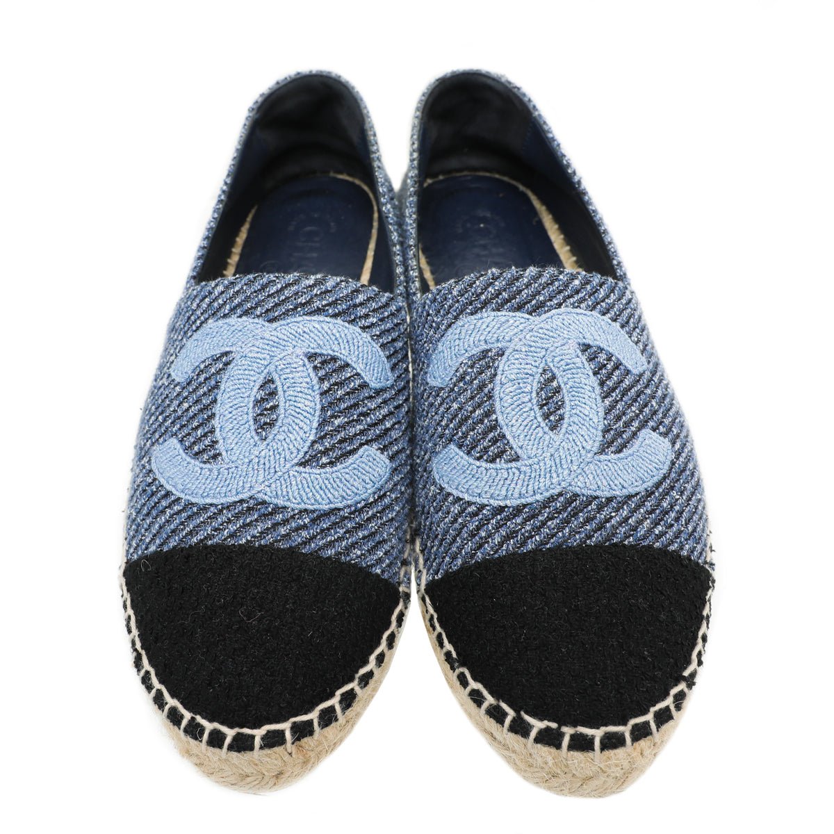 The Closet - Chanel Bicolor Tweed CC Embroidered Espadrille 39 | The Closet