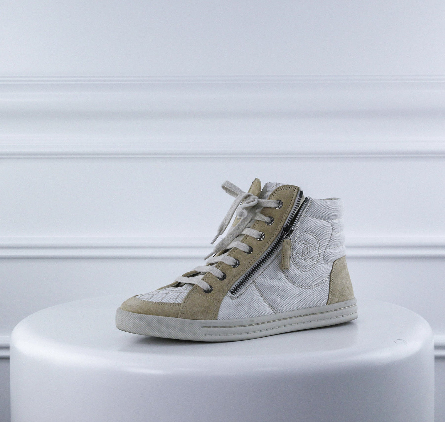 Chanel Bicolor Zip Up High Sneakers 38 1-2-Chanel-THE CLOSET