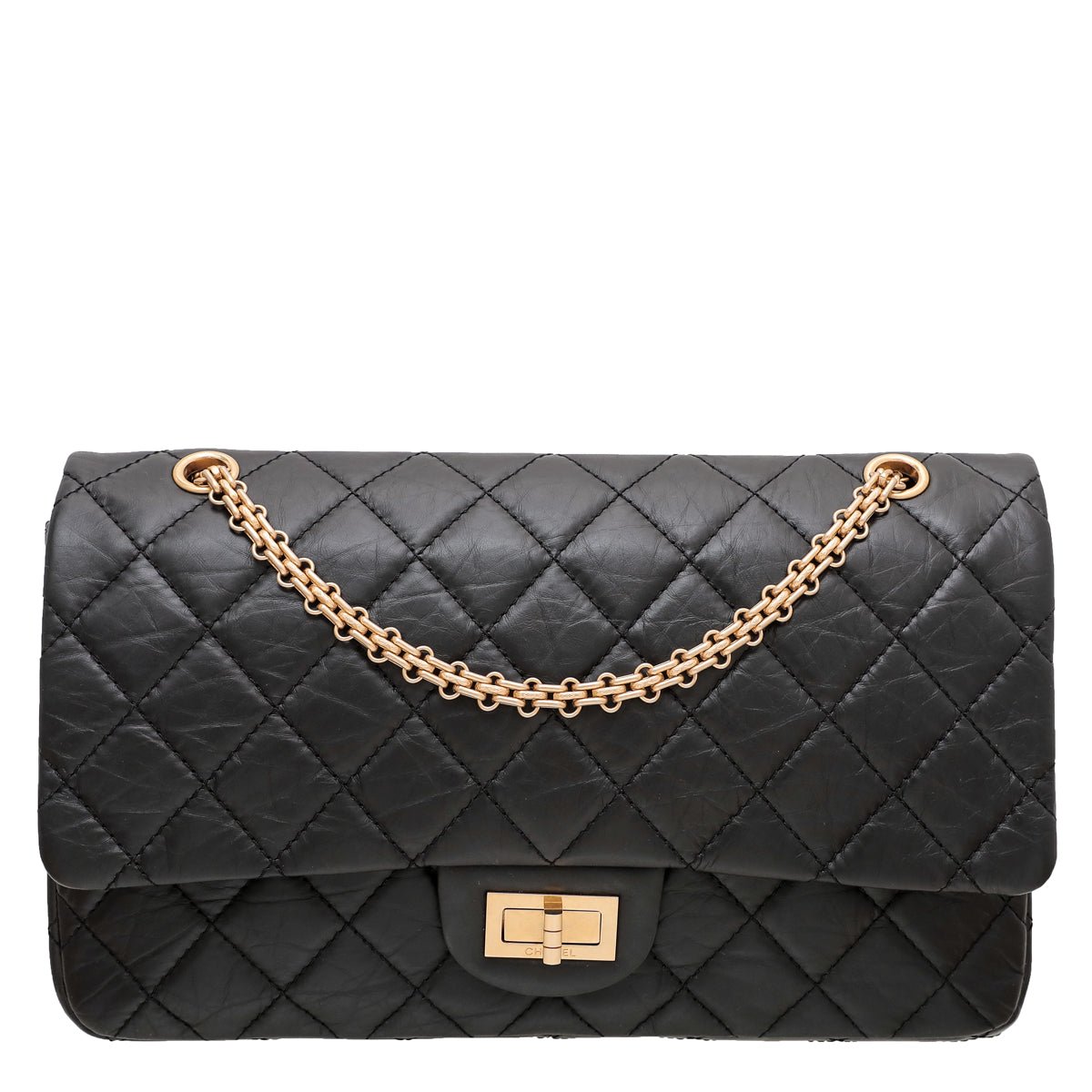 The Closet - Chanel Black 2.55 Reissue 227 Flap Distressed Bag | The Closet