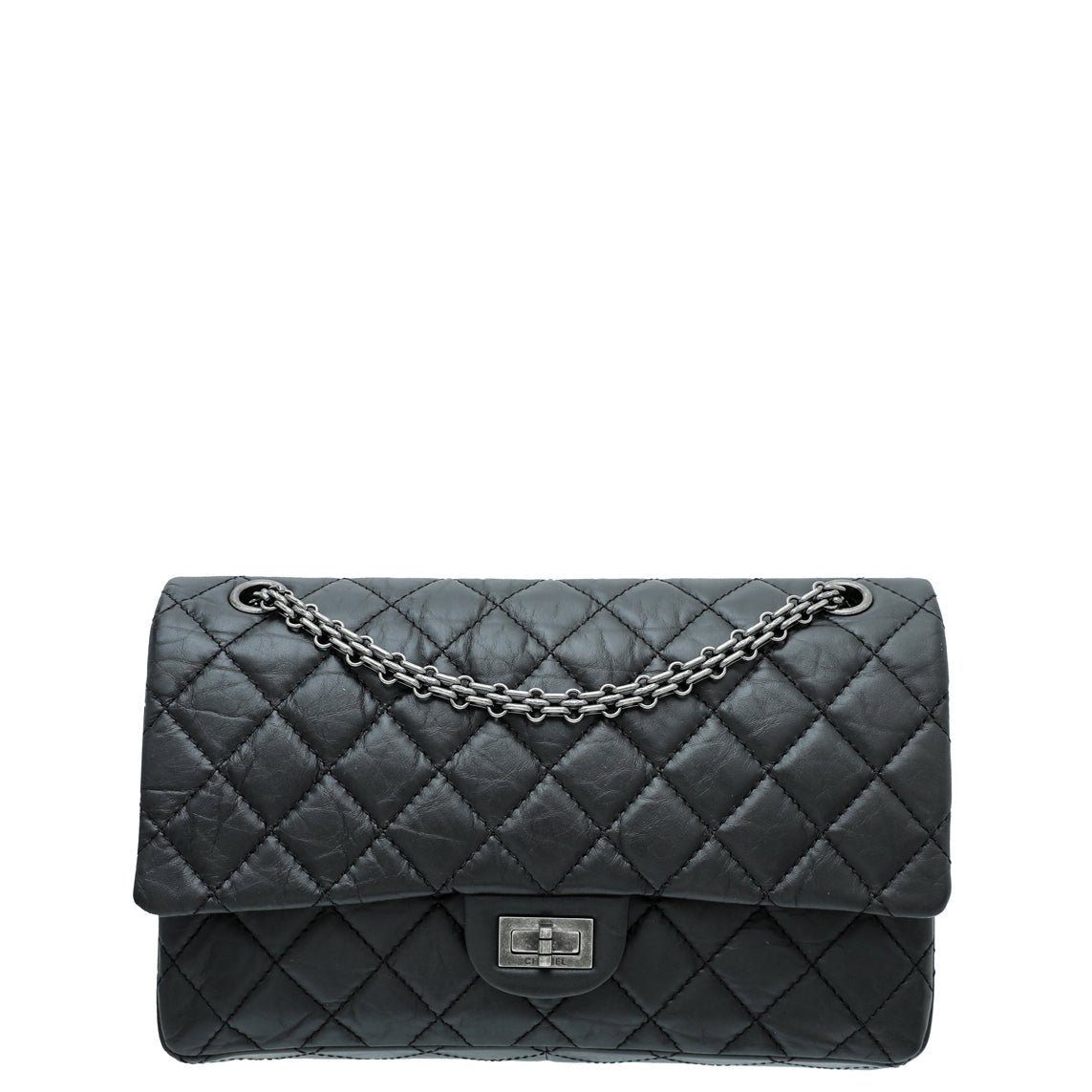 Chanel Black/Blue Quilted Tweed Reissue 2.55 Classic 226 Flap Bag