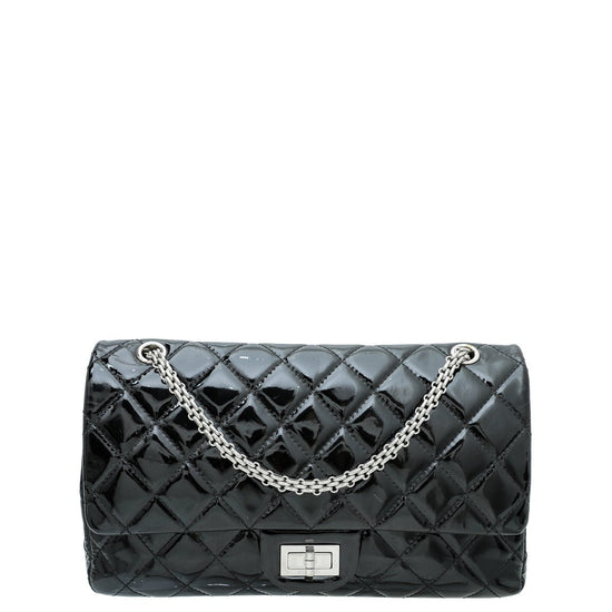 Chanel Black Quilted Patent Leather So Black 2.55 Reissue Card