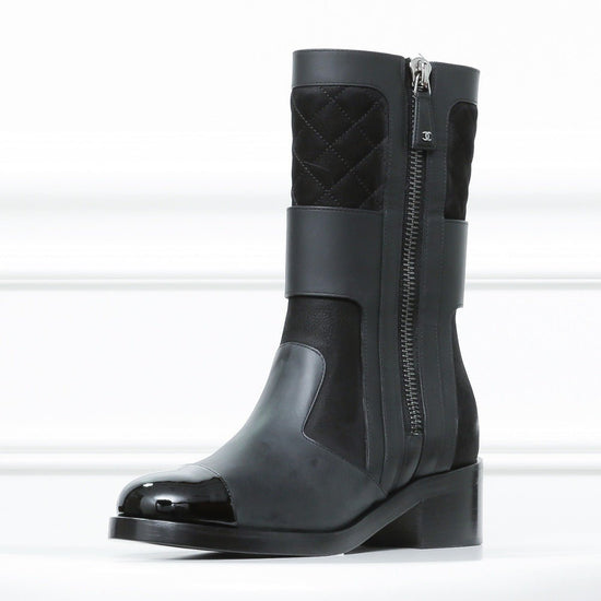 The Closet - Chanel Black -Brown High Zip Up Boots 36.5 | The Closet