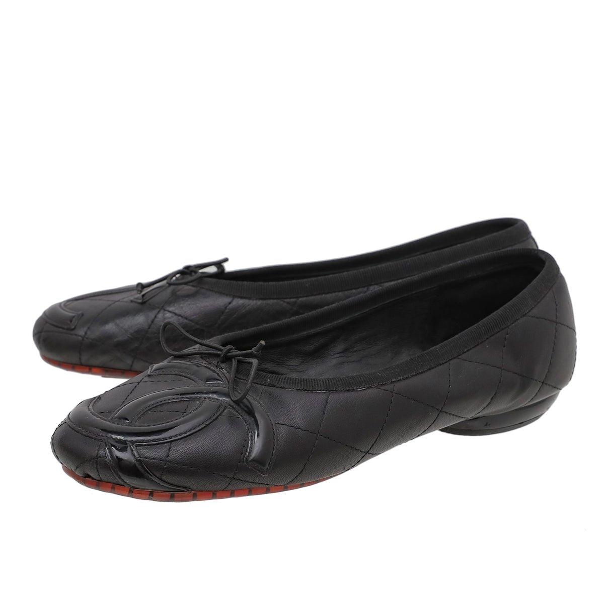 Chanel Black Cambon Ballet Flats 36.5-Chanel-THE CLOSET