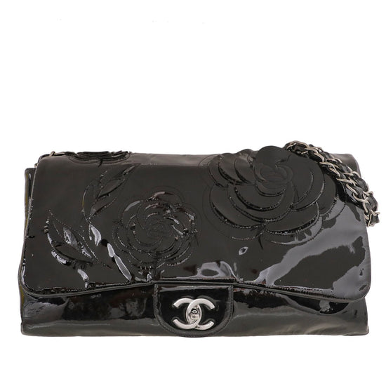The Closet - Chanel Black Camellia Accordion Flap Bag | The Closet