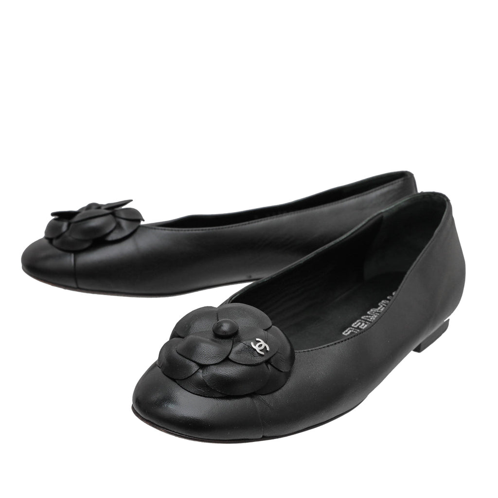 Chanel Textile Camellia Ballet Flats Size 40 Black Cloth ref.285441 - Joli  Closet