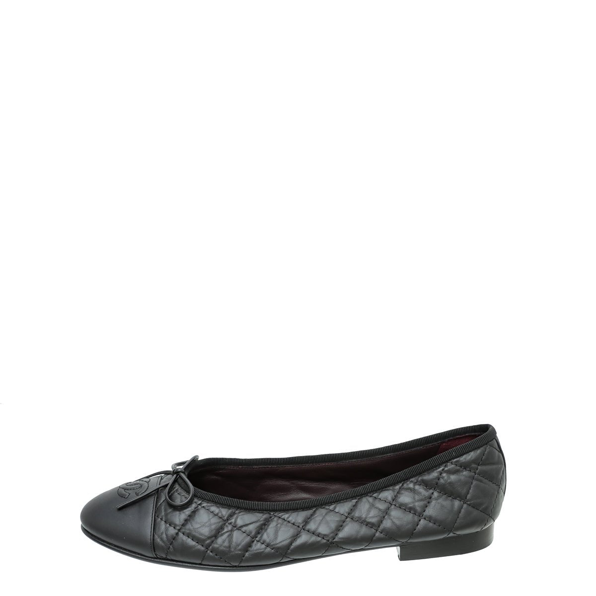 Chanel - Chanel Black Cap toe Quilted Ballerina Flats 39.5 | The Closet