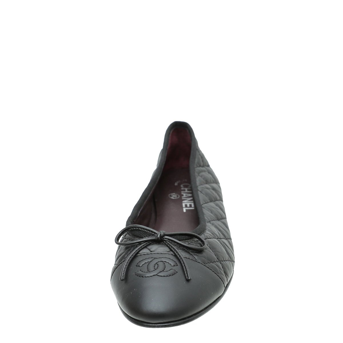 Chanel Black Cap toe Quilted Ballerina Flats 39.5-Chanel-THE CLOSET