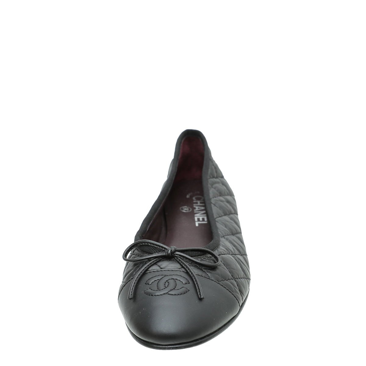 Chanel - Chanel Black Cap toe Quilted Ballerina Flats 39.5 | The Closet