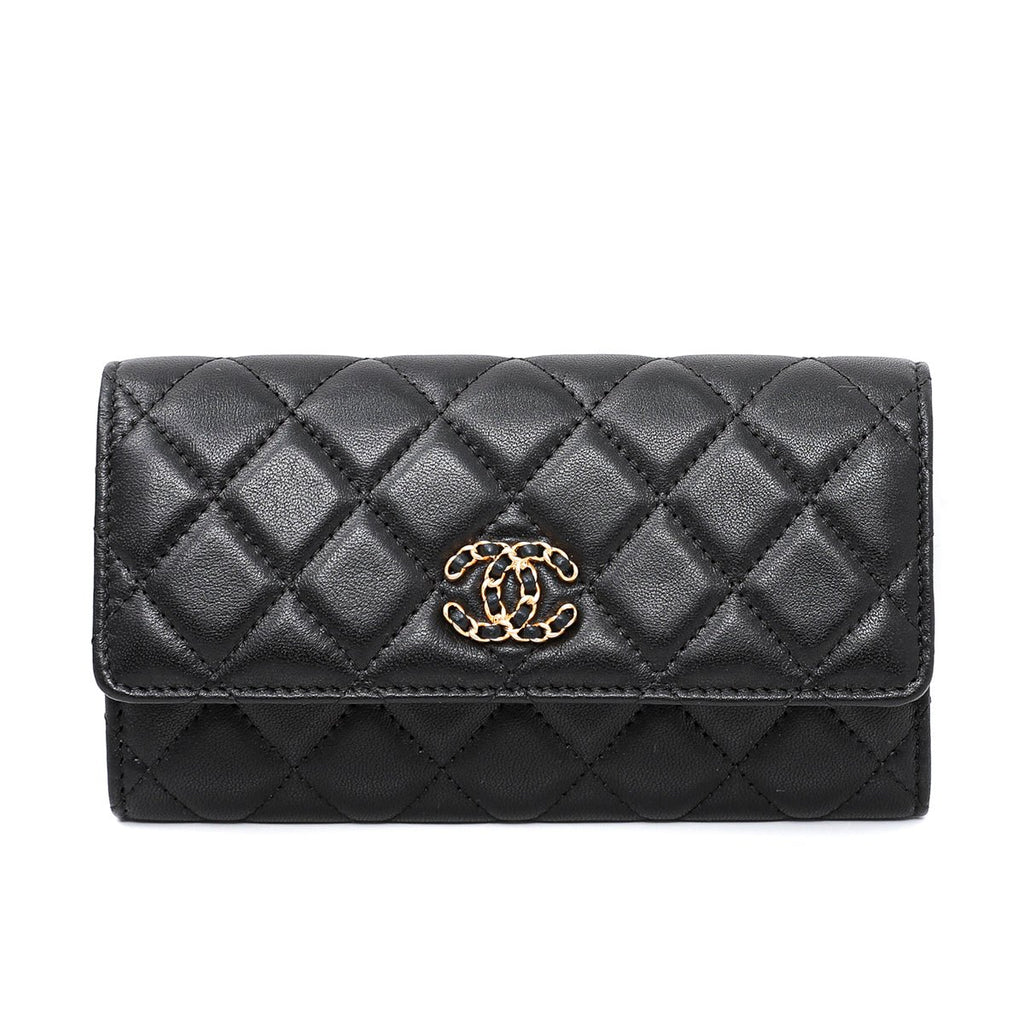 Chanel Black CC 19 Flap Wallet THE CLOSET