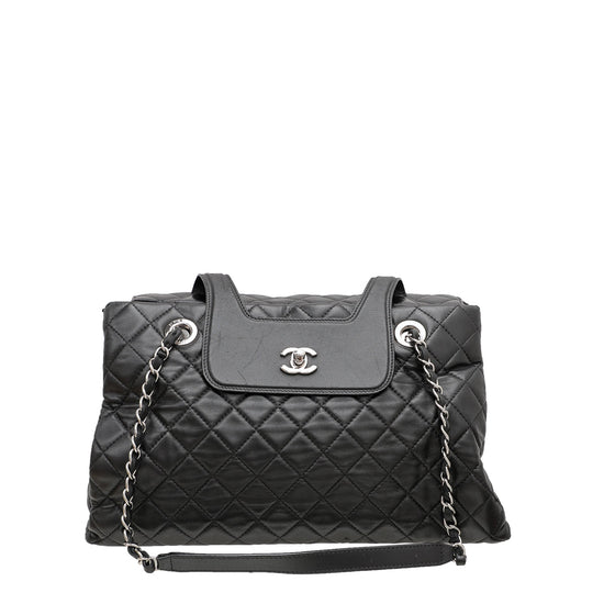 The Closet - Chanel Black CC Accordion Shopping Tote Bag | The Closet