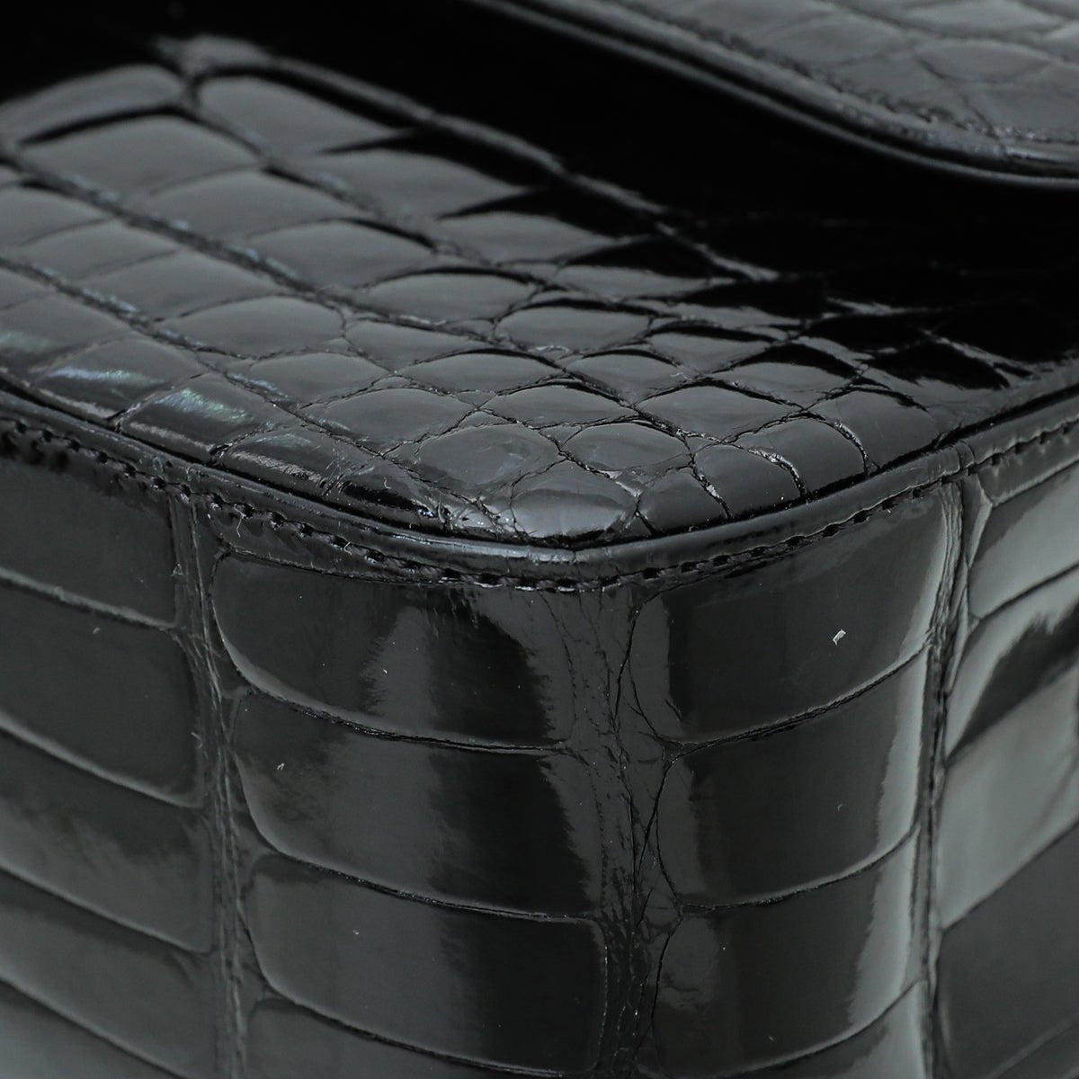 Chanel - Chanel Black CC Alligator Classic Double Flap Medium Bag | The Closet