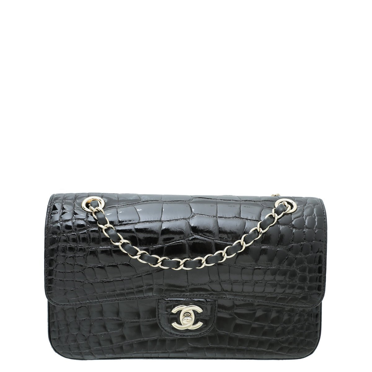 Chanel Black CC Alligator Classic Double Flap Medium Bag-Chanel-THE CLOSET