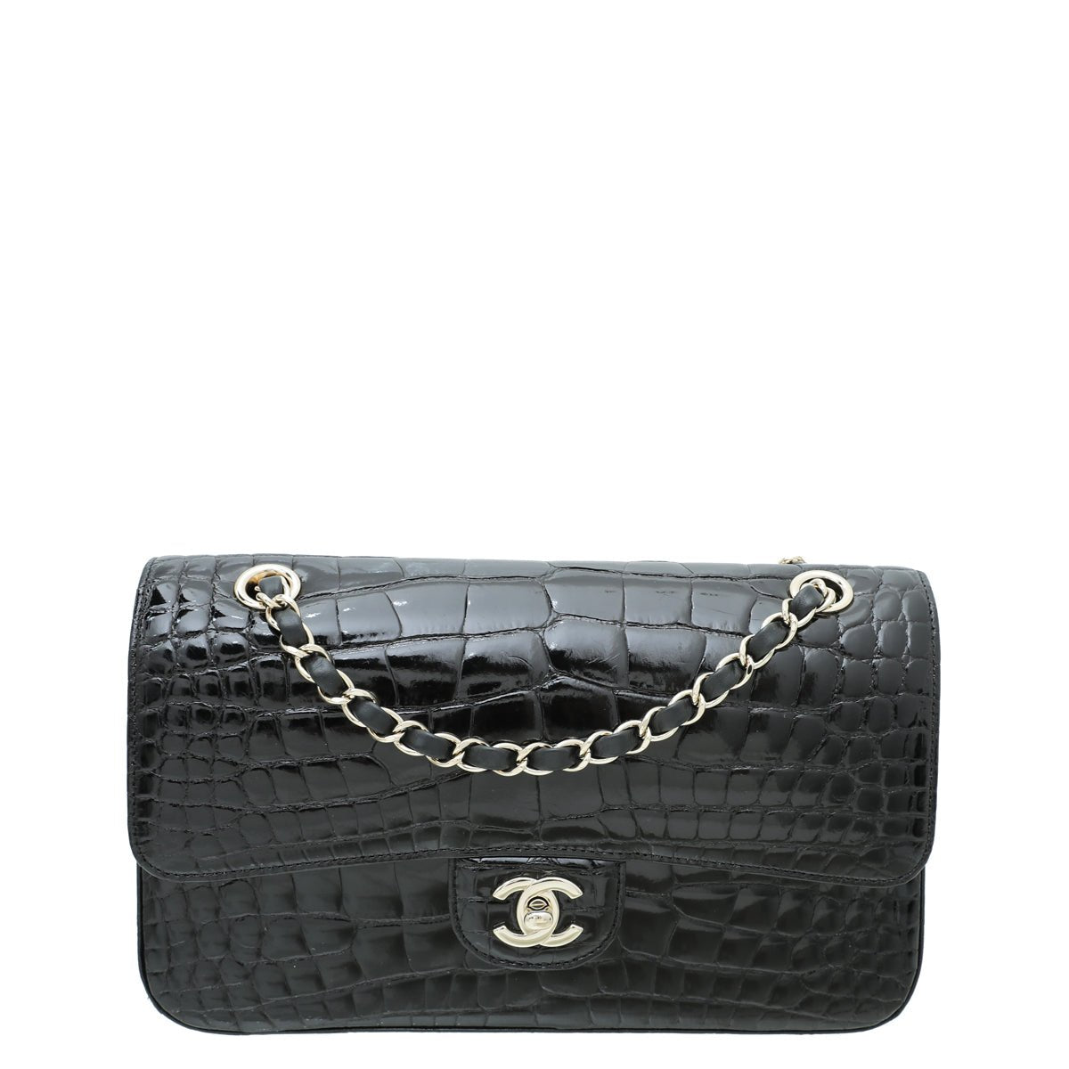 Chanel - Chanel Black CC Alligator Classic Double Flap Medium Bag | The Closet