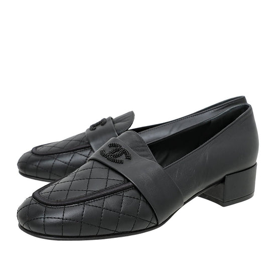 The Closet - Chanel Black CC Beaded Loafer 38.5 | The Closet