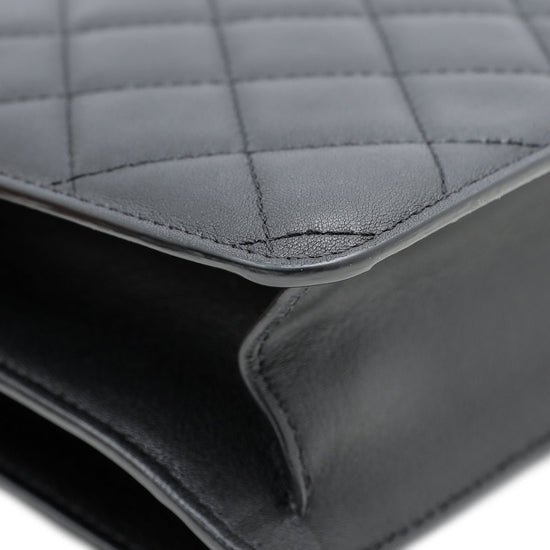 CHANEL Box CC Flap Quilted Leather Shoulder Bag Black