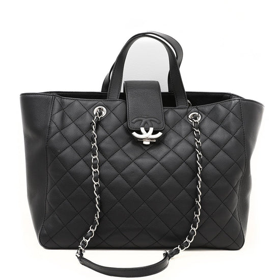 The Closet - Chanel Black CC Box Shopping Tote Bag Large | The Closet