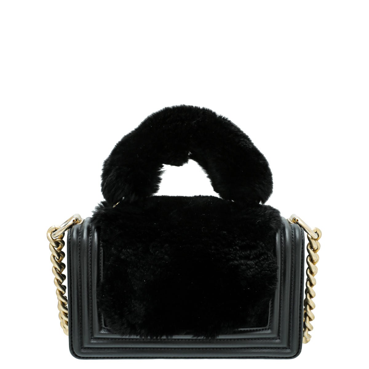Chanel Black CC Boy Flap Orylag Rabbit Fur Small Bag-Chanel-THE CLOSET