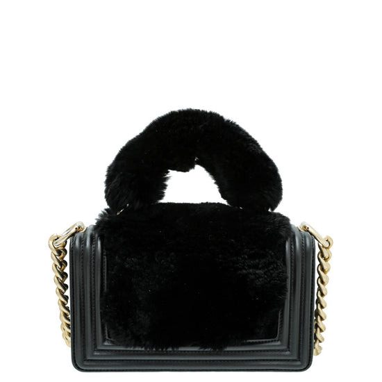 Chanel - Chanel Black CC Boy Flap Orylag Rabbit Fur Small Bag | The Closet
