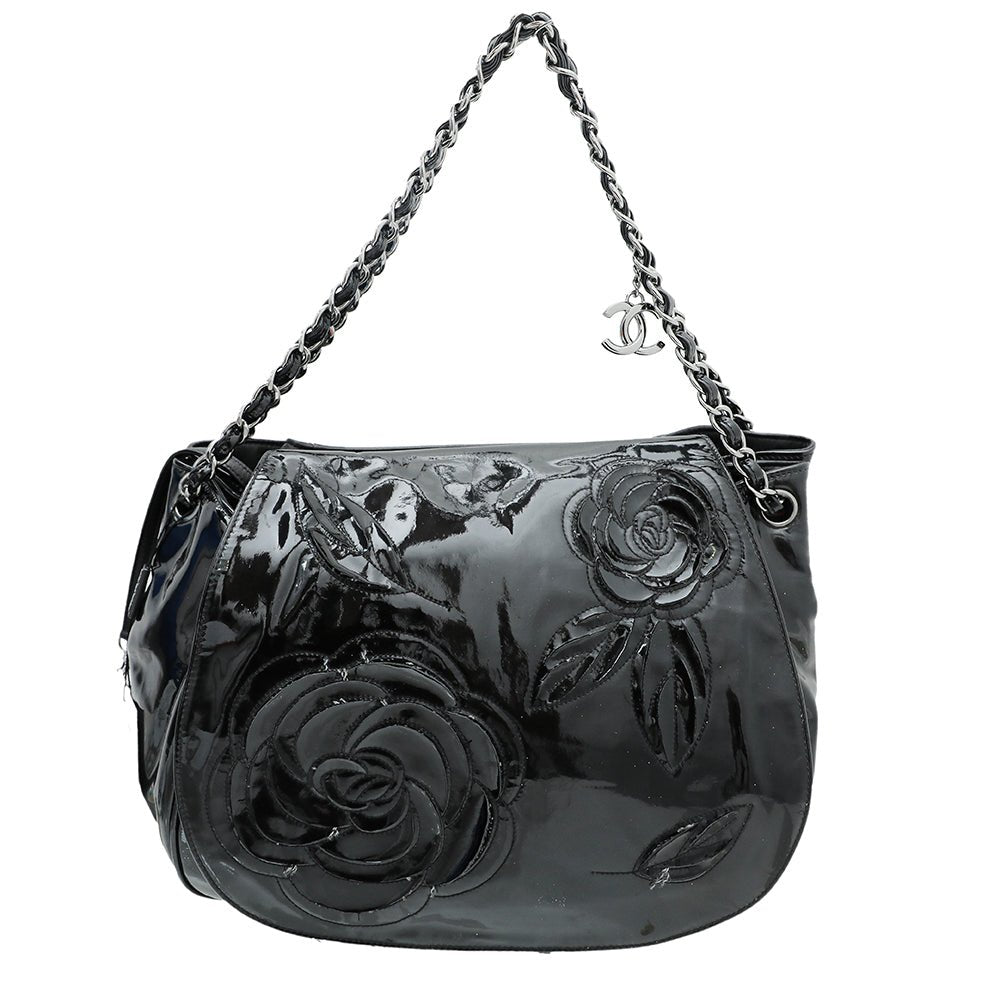 Chanel Black CC Camellia Accordion Flap Bag-Chanel-THE CLOSET