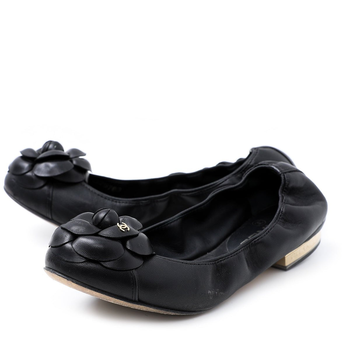 Chanel Black CC Camellia Elastic Ballerina 36.5-Chanel-THE CLOSET