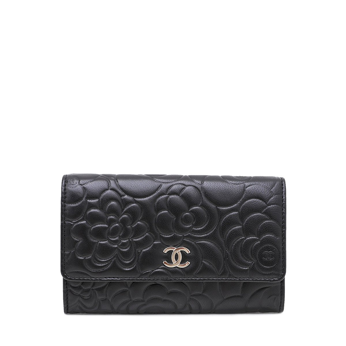 The Closet - Chanel Black CC Camellia Flap Wallet | The Closet
