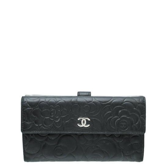 Chanel - Chanel Black CC Camellia French Wallet | The Closet