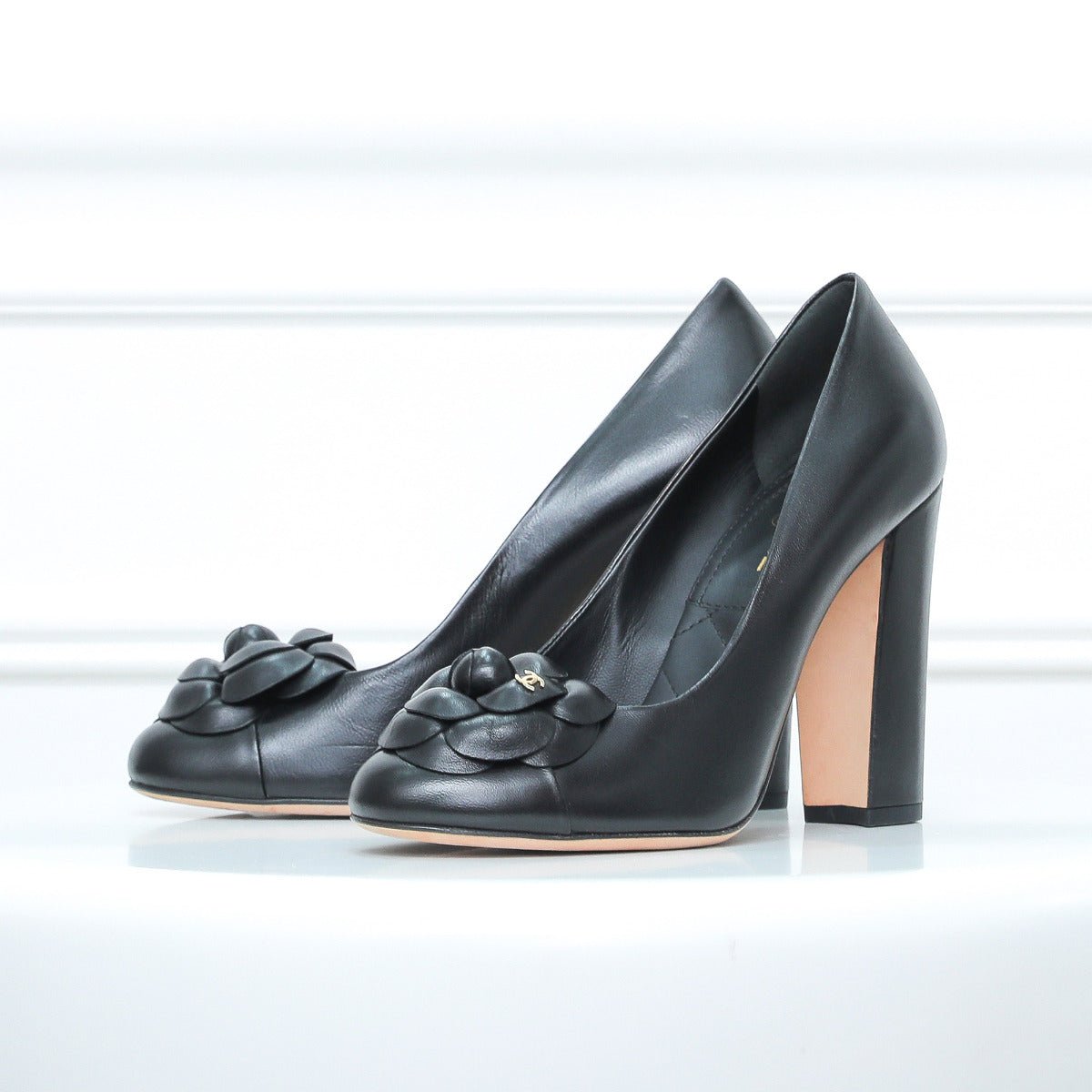 Chanel Black CC Camellia Pumps 37.5-Chanel-THE CLOSET