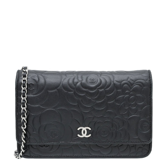The Closet - Chanel Black CC Camellia Wallet On Chain | The Closet
