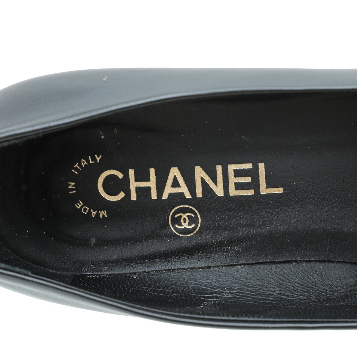 Chanel - Chanel Black CC Cap Toe Camellia Flower Pump 38.5 | The Closet