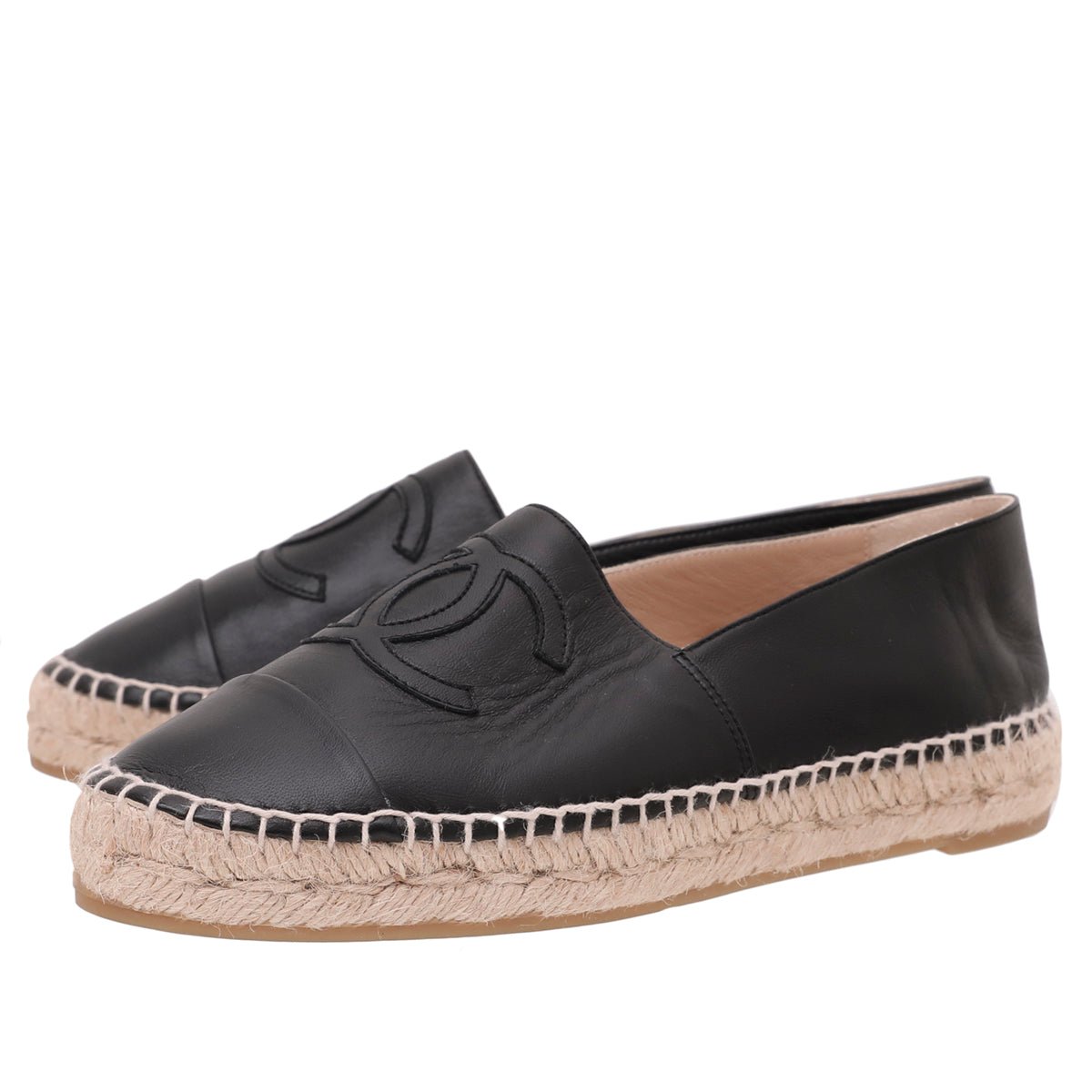 Chanel Black CC Cap Toe Espadrille 37-Chanel-THE CLOSET