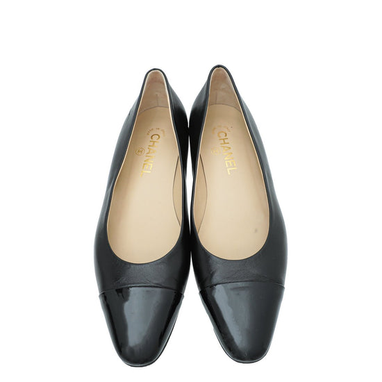 Chanel Black CC Cap Toe Flat Ballerina 39 – The Closet