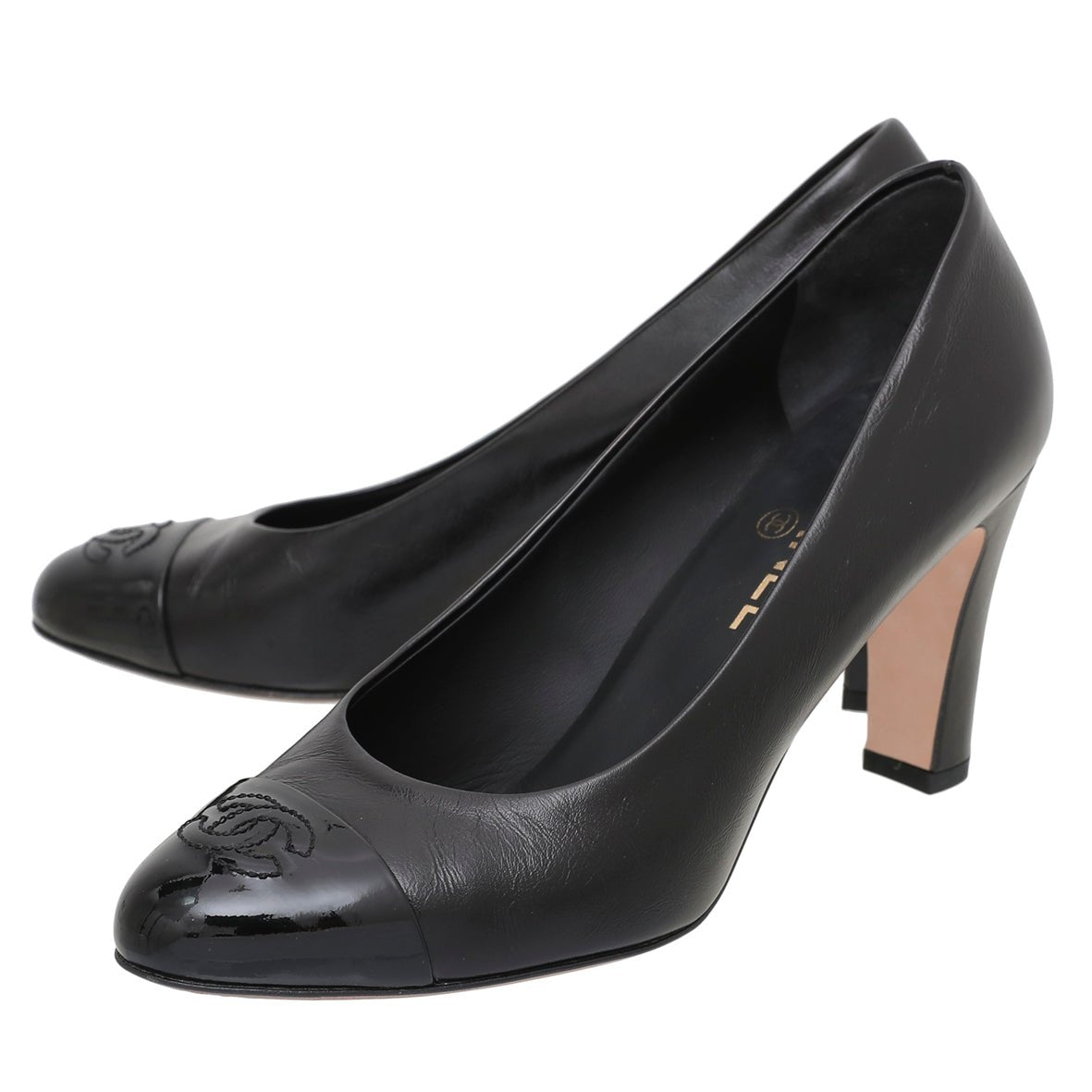 Chanel Black CC Cap Toe Pump 38-Chanel-THE CLOSET