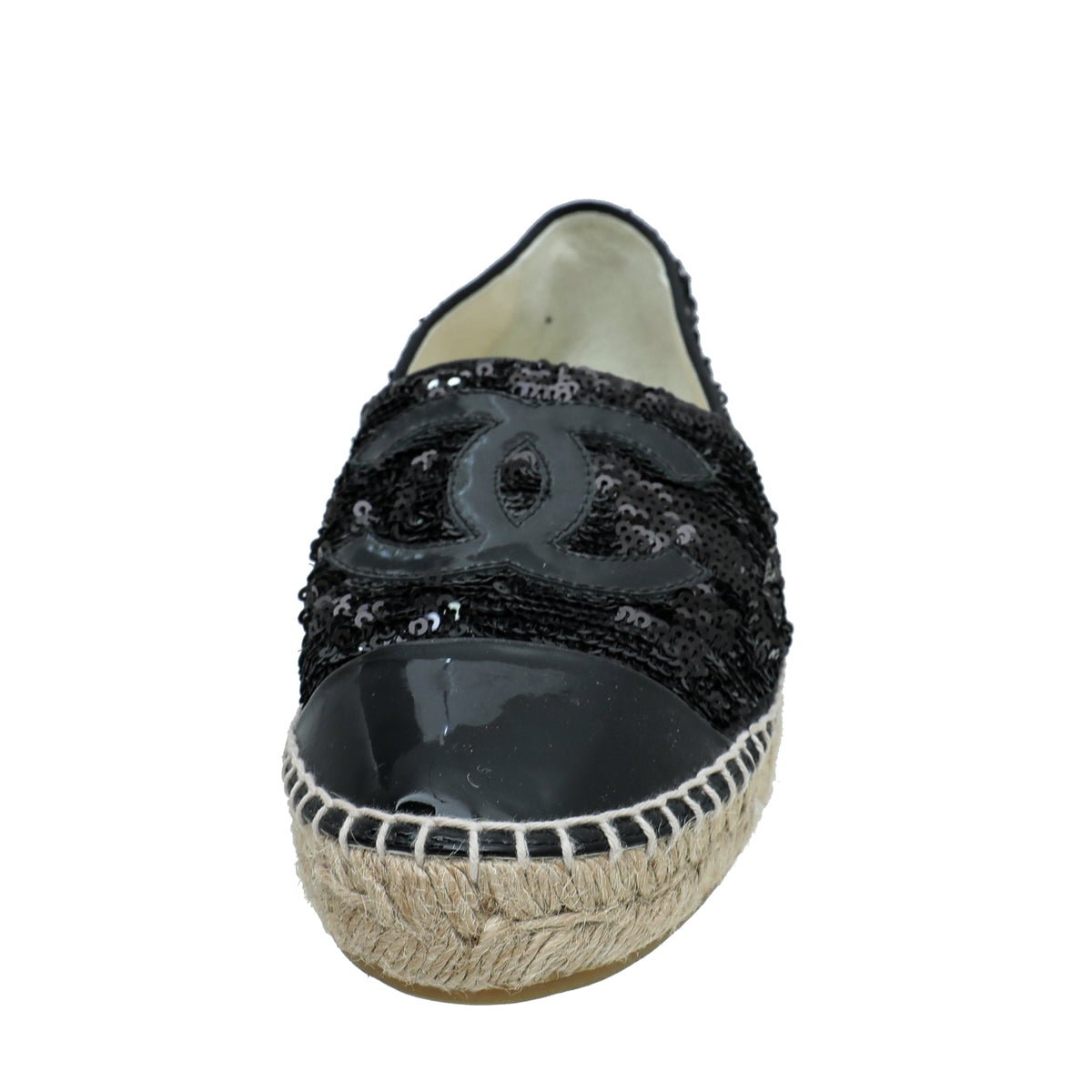 Chanel Black CC Cap Toe Sequin Espadrille 39-Chanel-THE CLOSET