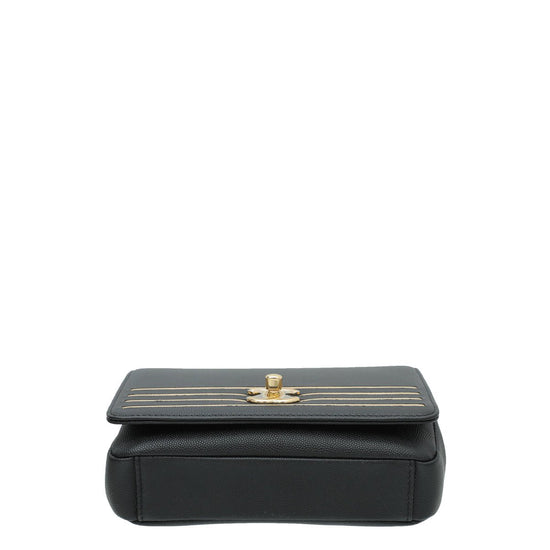 Chanel Quilted Business Affinity Waist Belt Bag Black Caviar Gold