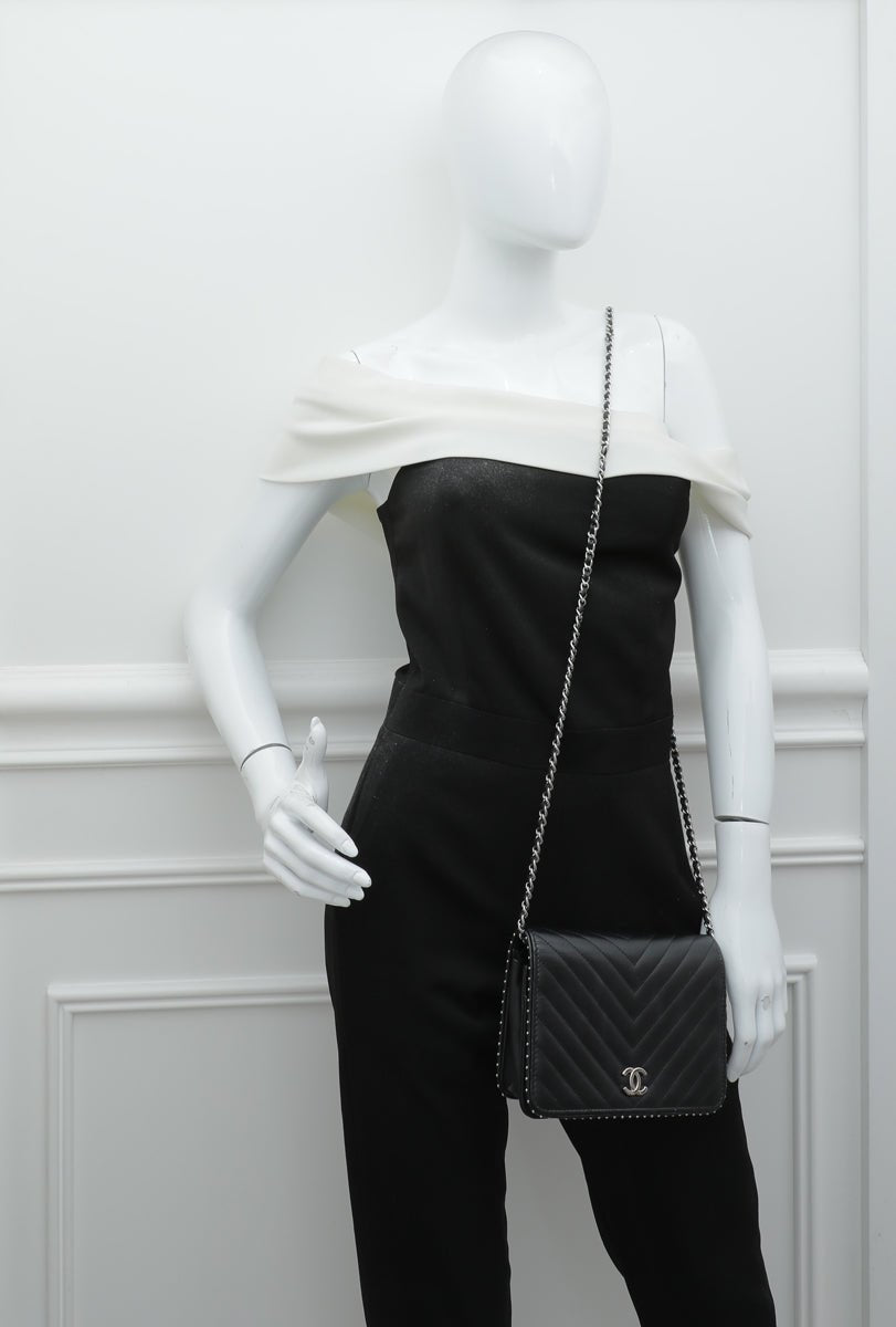 Chanel mini wallet on chain Black Leather ref.384206 - Joli Closet