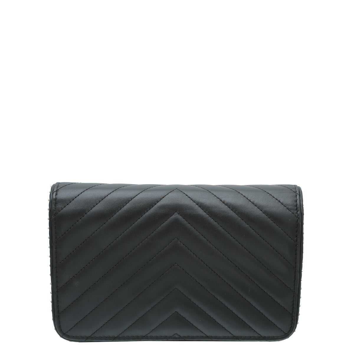 Chanel Black CC Chevron Studded Wallet on Chain-Chanel-THE CLOSET